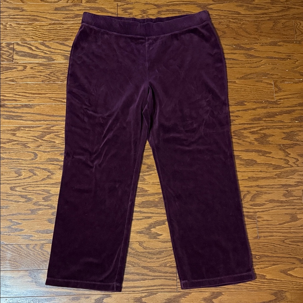 Jones New York Women's Plush Velvet Joggers in Rich Burgundy